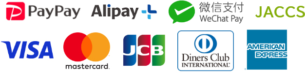 PayPay Alipay WeChatPay JACCS VISA mastercard JCB DinersClubInternational AMERICANEXPRESS
